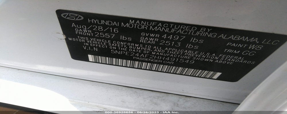 5NPE24AF2HH491549 2017 HYUNDAI SONATA photo no. 9