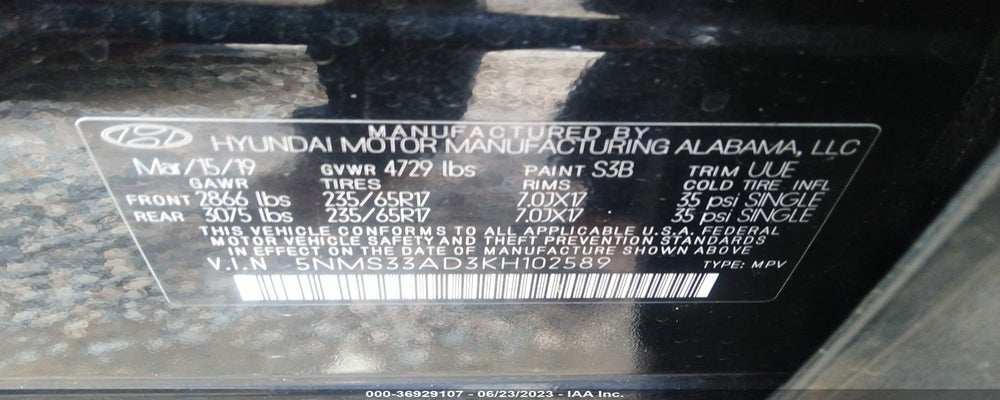 5NMS33AD3KH102589 2019 HYUNDAI SANTA FE photo no. 9