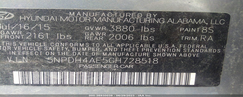 5NPDH4AE5GH728518 2016 HYUNDAI ELANTRA photo no. 9