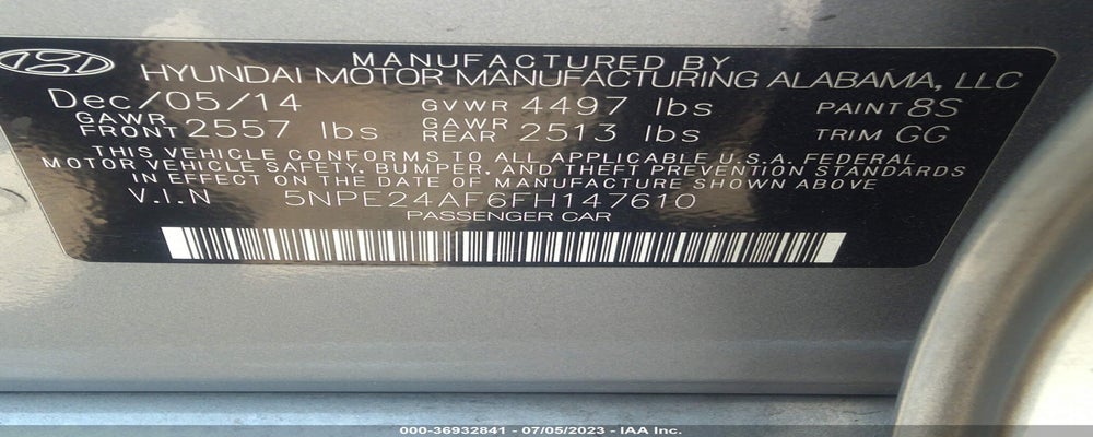 5NPE24AF6FH147610 2015 HYUNDAI SONATA photo no. 9