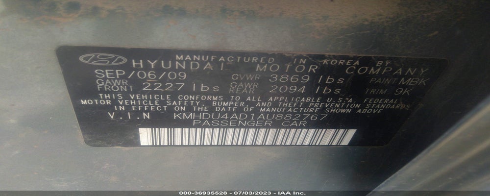KMHDU4AD1AU882767 2010 HYUNDAI ELANTRA photo no. 9
