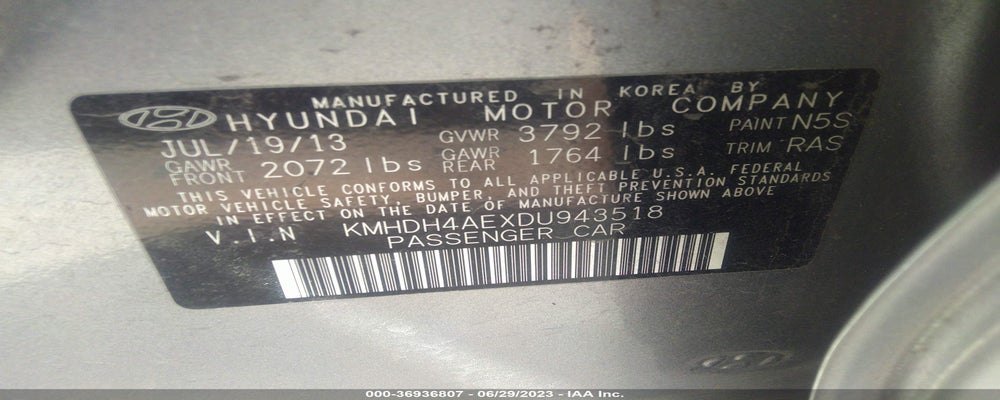 KMHDH4AEXDU943518 2013 HYUNDAI ELANTRA photo no. 9