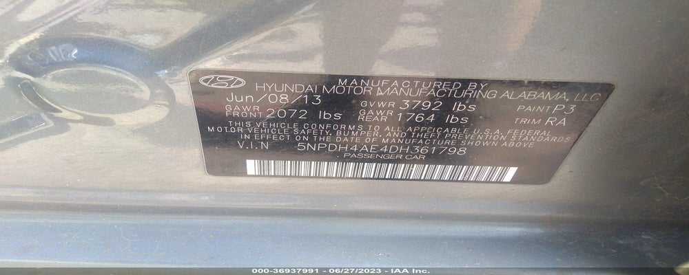 5NPDH4AE4DH361798 2013 HYUNDAI ELANTRA photo no. 9