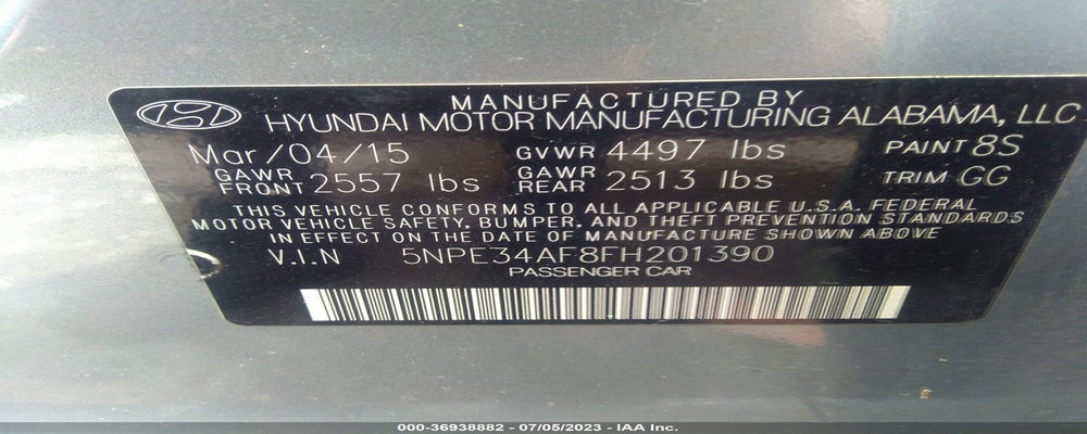 005NPE34AF8FH2013 2015 HYUNDAI SONATA photo no. 9