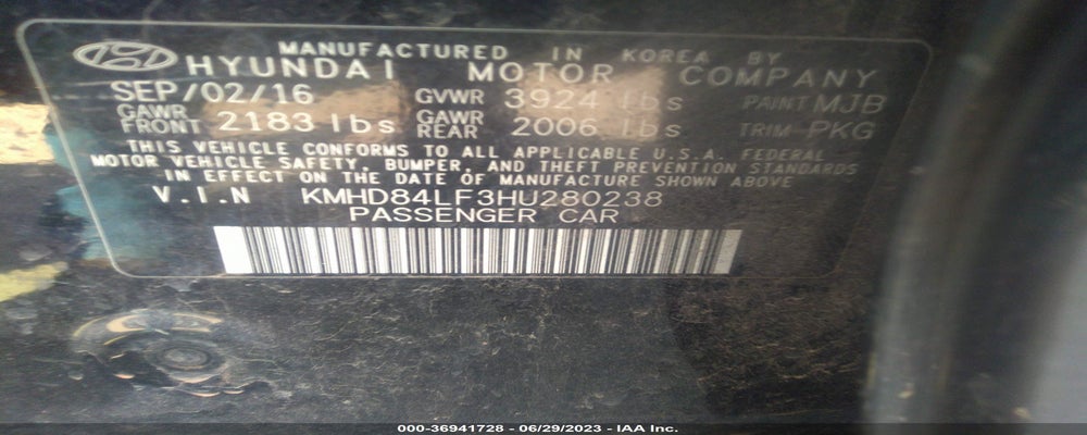 KMHD84LF3HU280238 2017 HYUNDAI ELANTRA photo no. 9