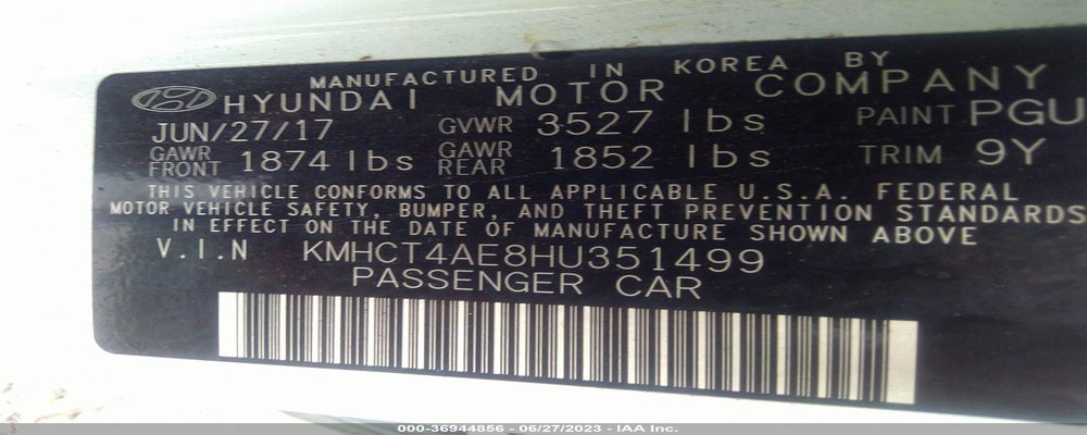 KMHCT4AE8HU351499 2017 HYUNDAI ACCENT photo no. 9