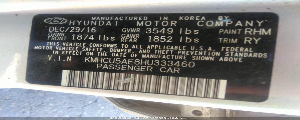 KMHCU5AE8HU333460 2017 HYUNDAI ACCENT photo no. 9
