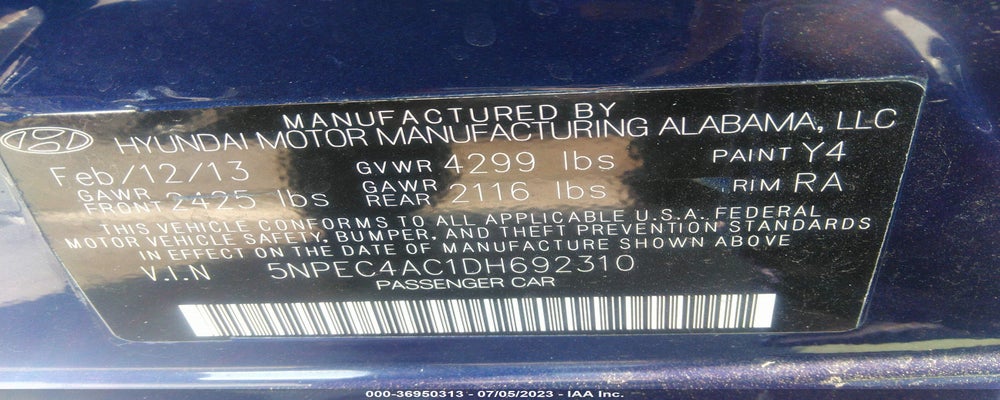 5NPEC4AC1DH692310 2013 HYUNDAI SONATA photo no. 9