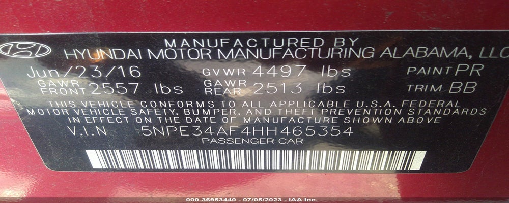 5NPE34AF4HH465354 2017 HYUNDAI SONATA photo no. 9