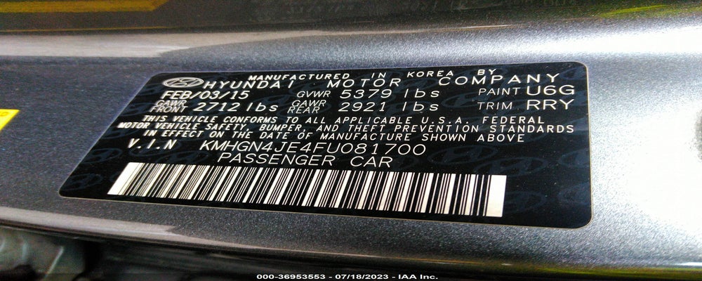 KMHGN4JE4FU081700 2015 HYUNDAI GENESIS photo no. 9