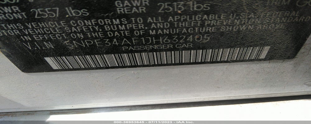 5NPE34AF1JH632405 2018 HYUNDAI SONATA photo no. 9
