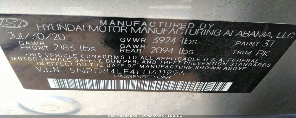 5NPD84LF4LH611996 2020 HYUNDAI ELANTRA photo no. 9
