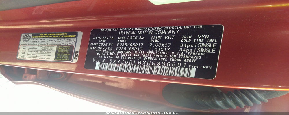 5XYZUDLBXHG386691 2017 HYUNDAI SANTA FE SPORT photo no. 9