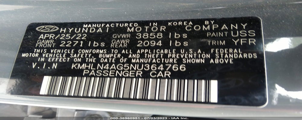 KMHLN4AG5NU364766 2022 HYUNDAI ELANTRA photo no. 9