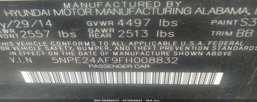 5NPE24AF9FH008832 2015 HYUNDAI SONATA photo no. 9