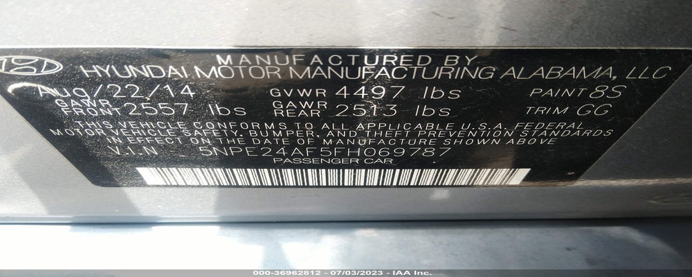5NPE24AF5FH069787 2015 HYUNDAI SONATA photo no. 9
