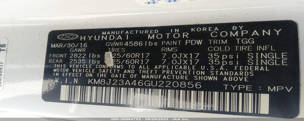 KM8J23A46GU220856 2016 HYUNDAI TUCSON photo no. 9