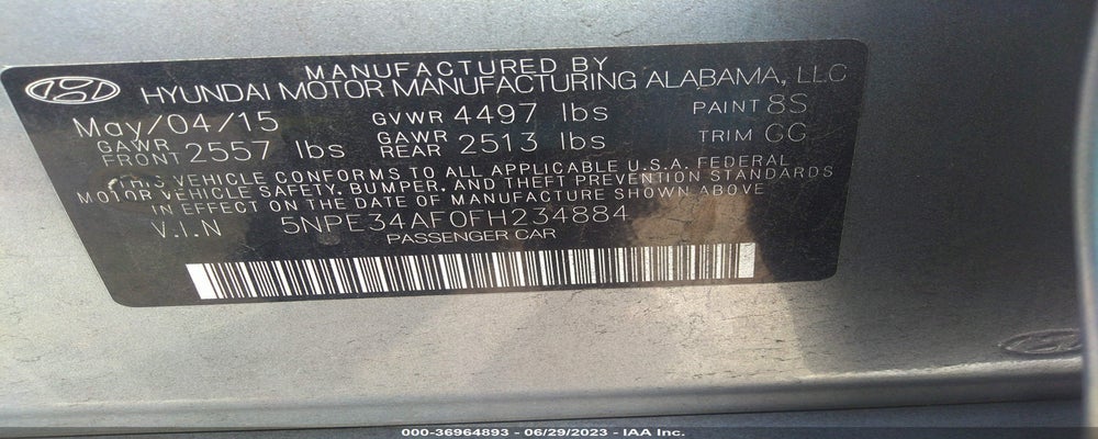 5NPE34AF0FH234884 2015 HYUNDAI SONATA photo no. 9