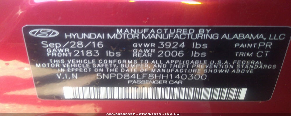 5NPD84LF8HH140300 2017 HYUNDAI ELANTRA photo no. 9