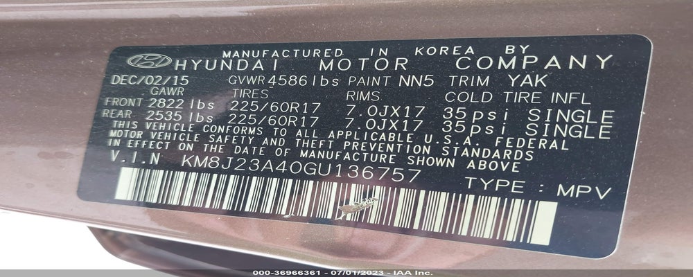 KM8J23A40GU136757 2016 HYUNDAI TUCSON photo no. 9
