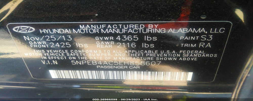5NPEB4AC5EH858607 2014 HYUNDAI SONATA photo no. 9