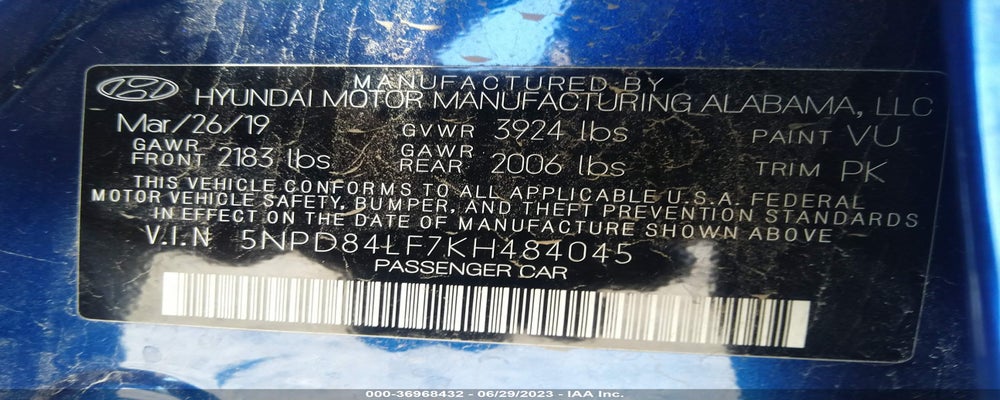 5NPD84LF7KH484045 2019 HYUNDAI ELANTRA photo no. 9