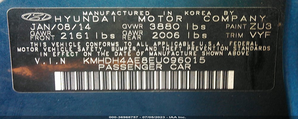 KMHDH4AE8EU096015 2014 HYUNDAI ELANTRA photo no. 9