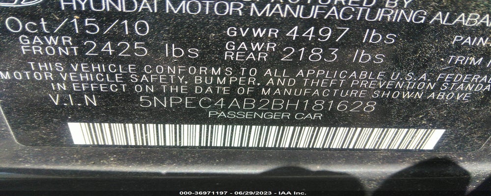 5NPEC4AB2BH181628 2011 HYUNDAI SONATA photo no. 9