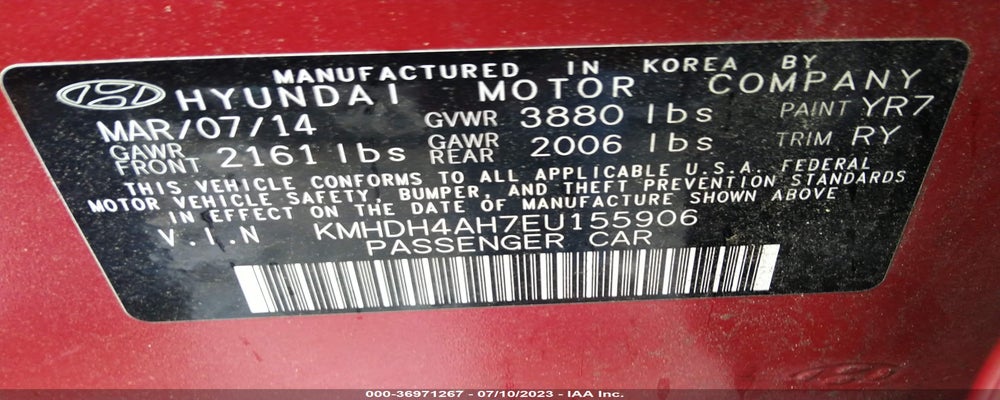 KMHDH4AH7EU155906 2014 HYUNDAI ELANTRA photo no. 9