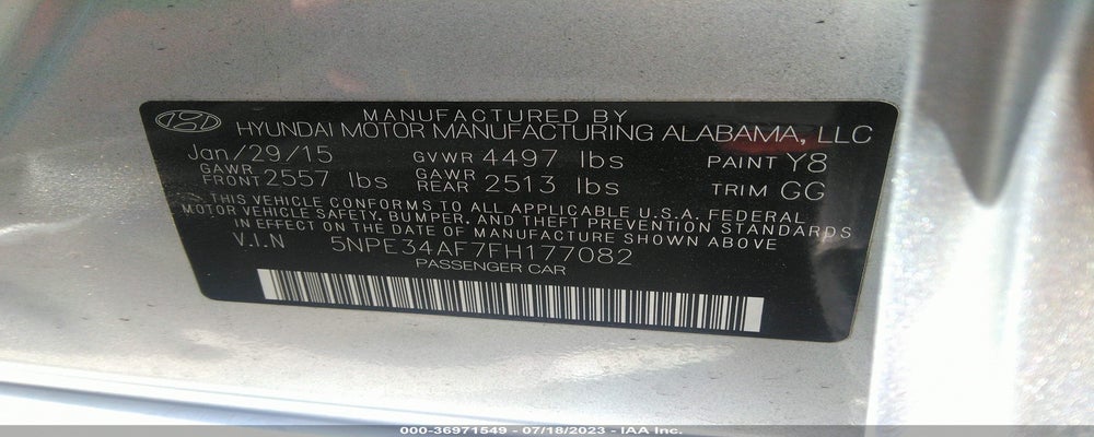 5NPE34AF7FH177082 2015 HYUNDAI SONATA photo no. 9
