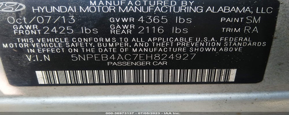 5NPEB4AC7EH824927 2014 HYUNDAI SONATA photo no. 9