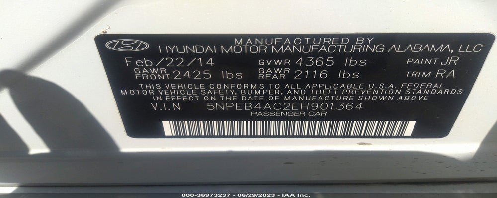 5NPEB4AC2EH901364 2014 HYUNDAI SONATA photo no. 9