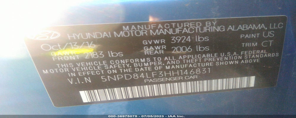 5NPD84LF3HH146831 2017 HYUNDAI ELANTRA photo no. 9