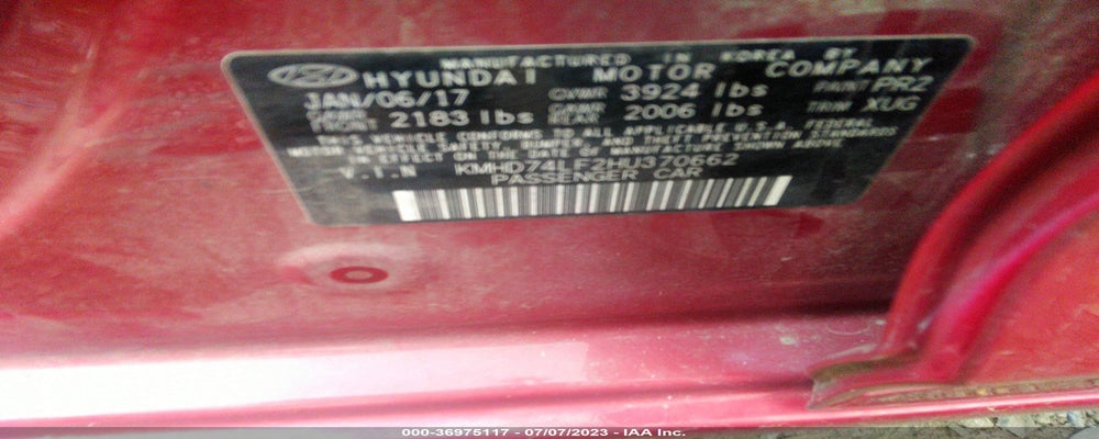 KMHD74LF2HU370662 2017 HYUNDAI ELANTRA photo no. 9