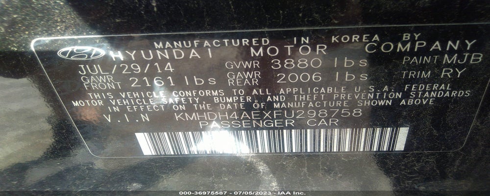KMHDH4AEXFU298758 2015 HYUNDAI ELANTRA photo no. 9