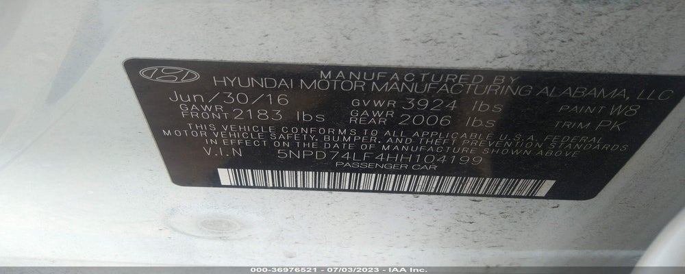 5NPD74LF4HH104199 2017 HYUNDAI ELANTRA photo no. 9