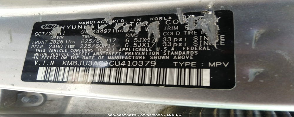KM8JU3AC1CU410379 2012 HYUNDAI TUCSON photo no. 9