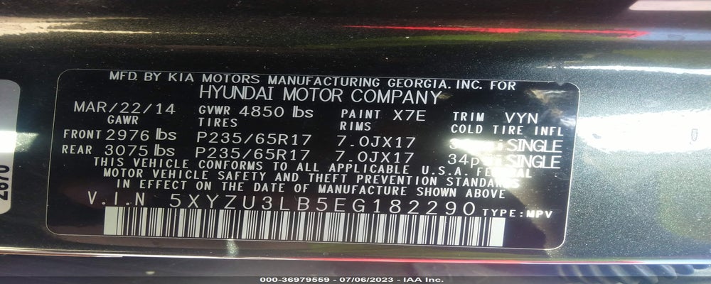 5XYZU3LB5EG182290 2014 HYUNDAI SANTA FE SPORT photo no. 9