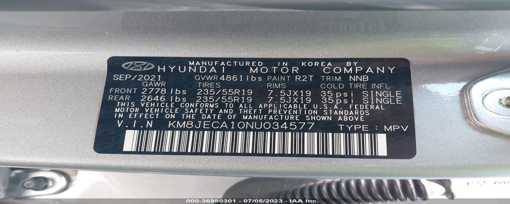 KM8JECA10NU034577 2022 HYUNDAI TUCSON photo no. 9