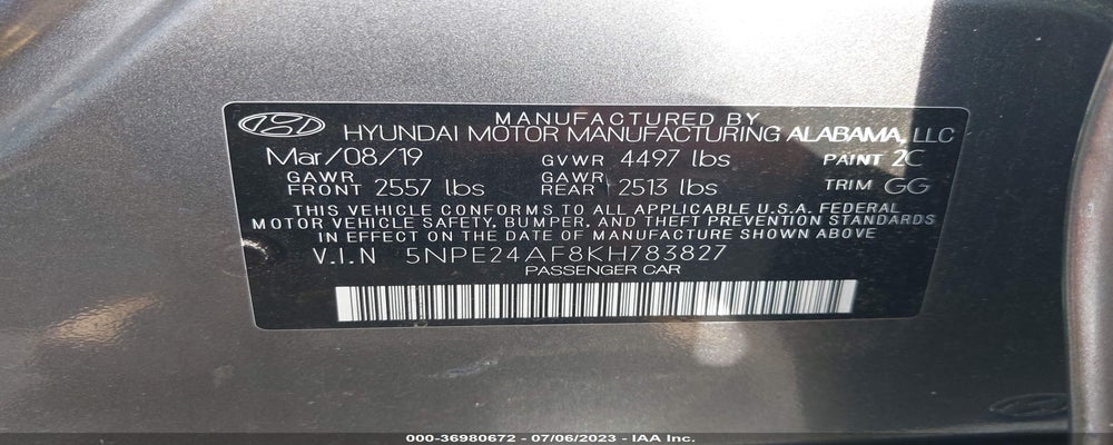5NPE24AF8KH783827 2019 HYUNDAI SONATA photo no. 9