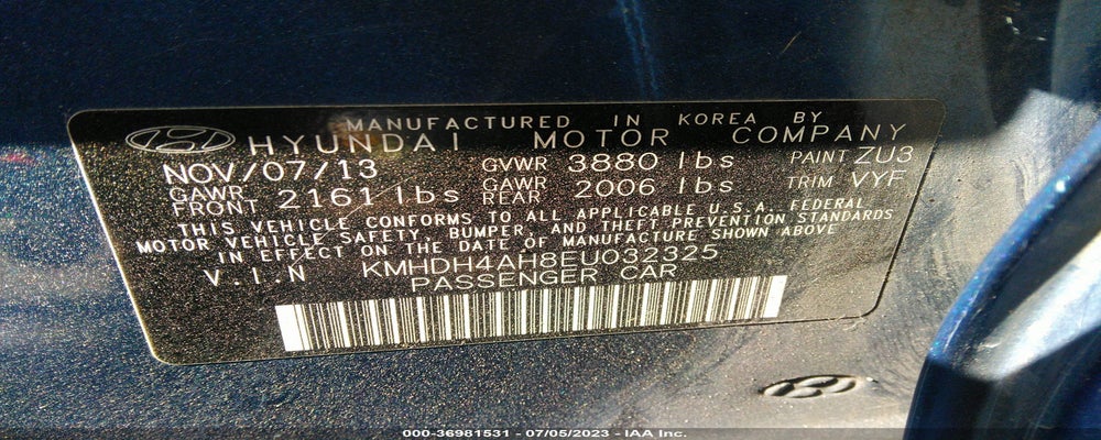 KMHDH4AH8EU032325 2014 HYUNDAI ELANTRA photo no. 9