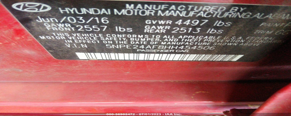 5NPE24AF8HH454506 2017 HYUNDAI SONATA photo no. 9