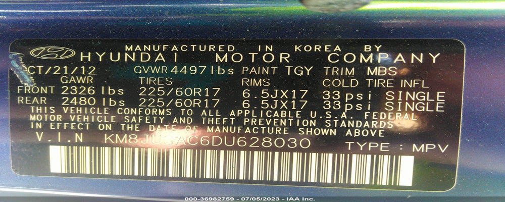 KM8JU3AC6DU628030 2013 HYUNDAI TUCSON photo no. 9