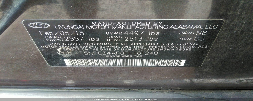 5NPE34AF8FH181240 2015 HYUNDAI SONATA photo no. 9