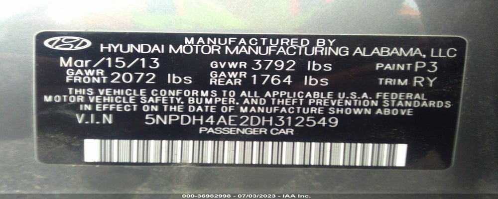 5NPDH4AE2DH312549 2013 HYUNDAI ELANTRA photo no. 9