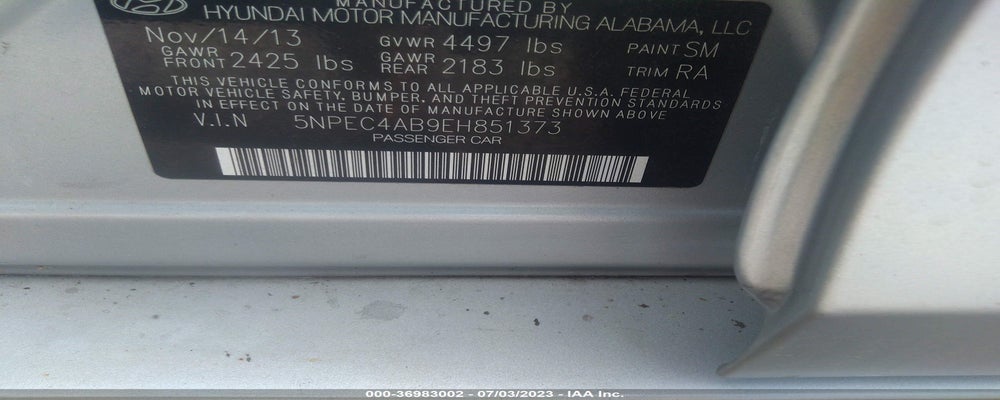 5NPEC4AB9EH851373 2014 HYUNDAI SONATA photo no. 9