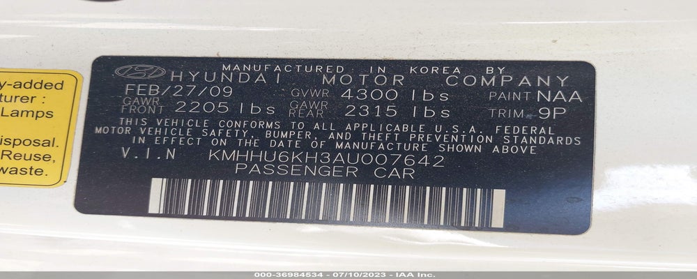 KMHHU6KH3AU007642 2010 HYUNDAI GENESIS COUPE photo no. 9