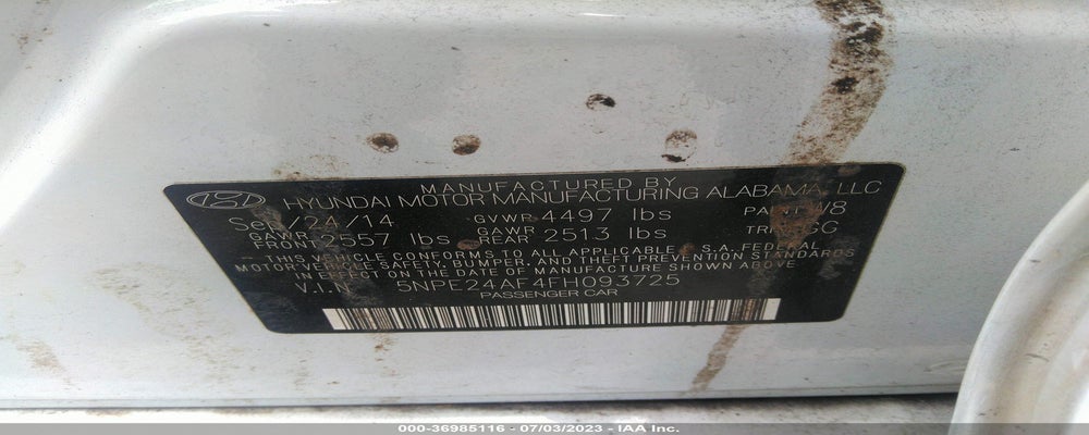 5NPE24AF4FH093725 2015 HYUNDAI SONATA photo no. 9