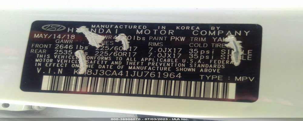 KM8J3CA41JU761964 2018 HYUNDAI TUCSON photo no. 9