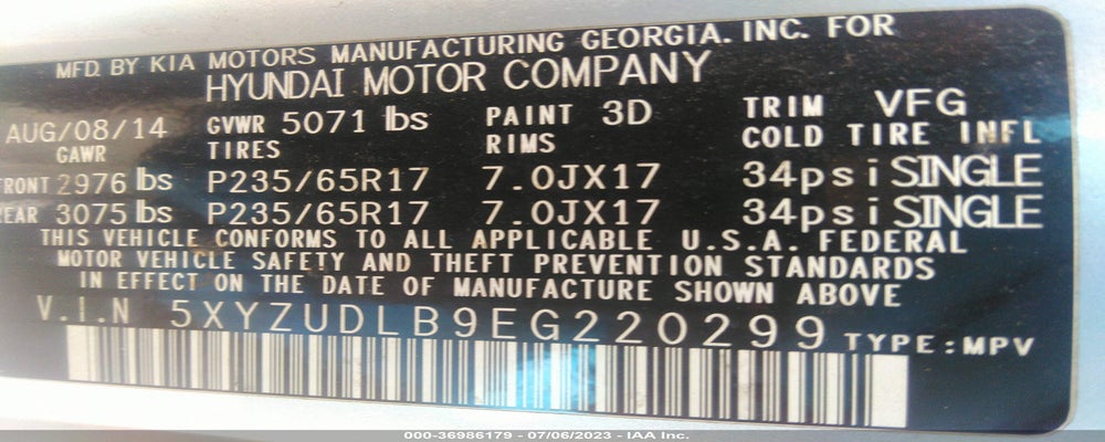 5XYZUDLB9EG220299 2014 HYUNDAI SANTA FE SPORT photo no. 9